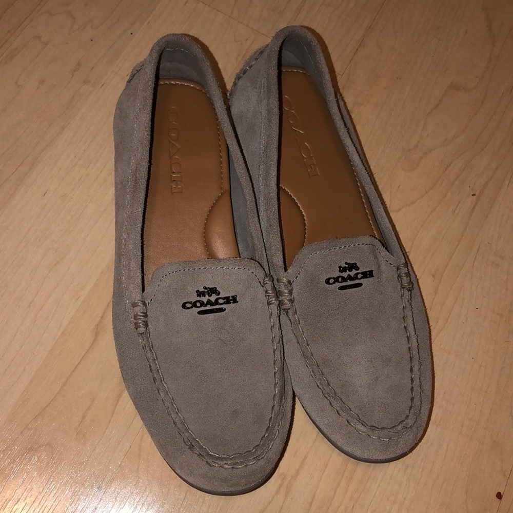 Grey coach slip on loafers